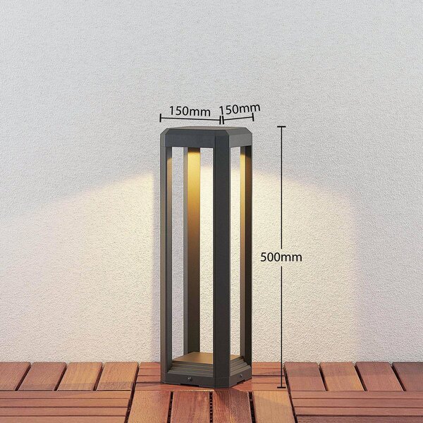 Lucande LED állólámpa Fery, antracit, fém, 50cm, IP65, Fekete, Alumínium, Modern