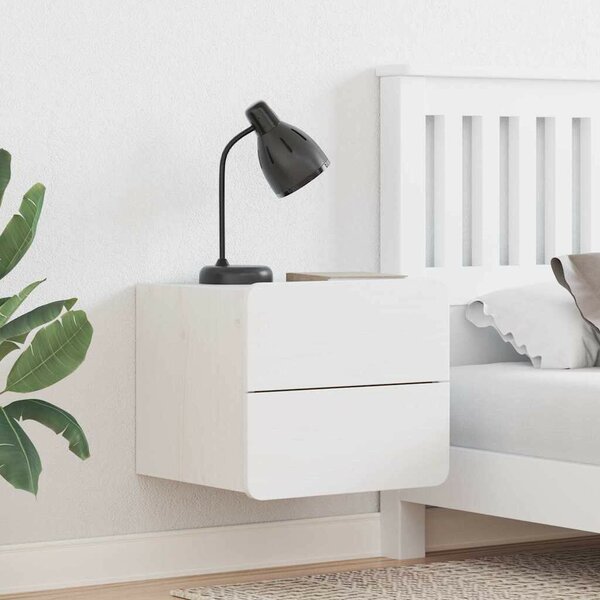Éjjeli asztal fiókkal 2 pcs Fehér 39 x 34 x 33 cm Tömör fenyőfa