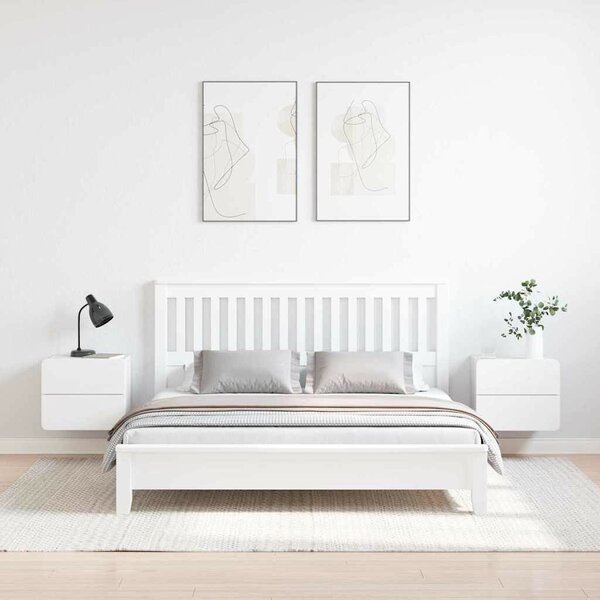 Éjjeli asztal fiókkal 2 pcs Fehér 39 x 34 x 33 cm Tömör fenyőfa