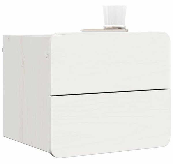 Éjjeli asztal fiókkal 2 pcs Fehér 39 x 34 x 33 cm Tömör fenyőfa