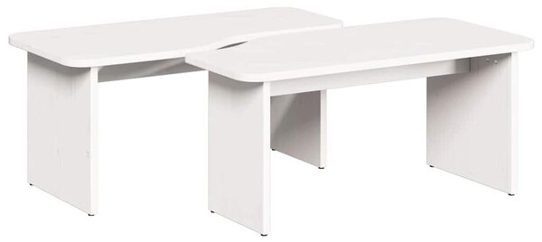 Dohányzóasztal 2 pcs Fehér 100 x 69 x 35.5 cm Tömör fenyőfa