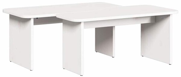 Dohányzóasztal 2 pcs Fehér 100 x 69 x 35.5 cm Tömör fenyőfa