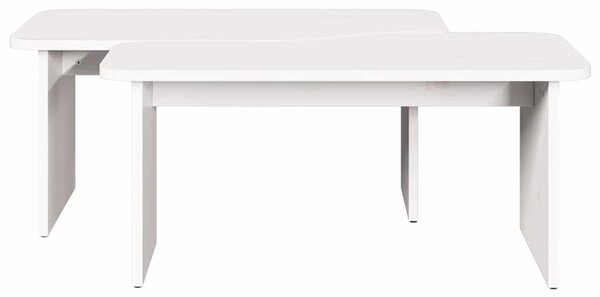 Dohányzóasztal 2 pcs Fehér 100 x 69 x 35.5 cm Tömör fenyőfa