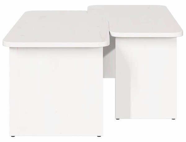 Dohányzóasztal 2 pcs Fehér 100 x 69 x 35.5 cm Tömör fenyőfa