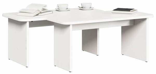 Dohányzóasztal 2 pcs Fehér 100 x 69 x 35.5 cm Tömör fenyőfa