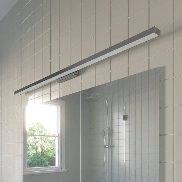 Lindby LED-es fürdőszobai és tükörvilágítás Alenia, 120 cm, króm, króm, Króm / ezüst, Fürdőszoba, Alumínium, Modern