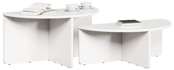 Dohányzóasztal 2 pcs Fehér 79 x 39.5 x 40 cm Tömör fenyőfa