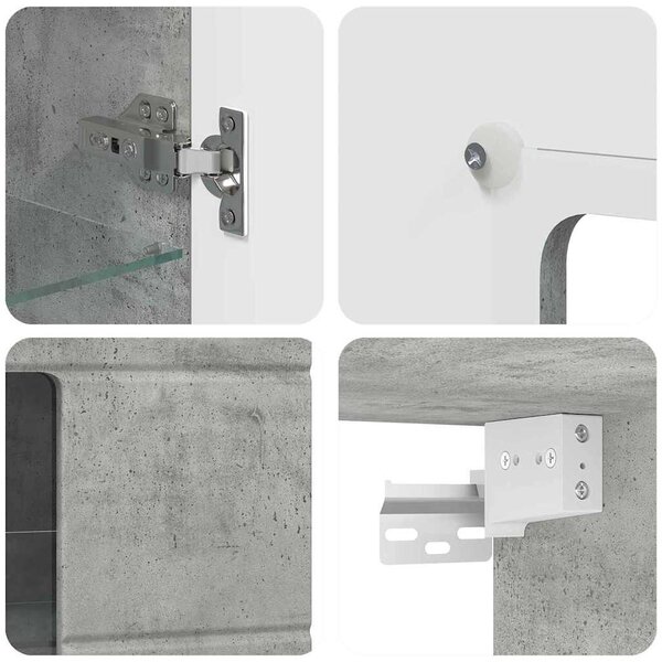 Fali szekrény polcokkal Beton szürke 55 x 29 x 100 cm Faanyag