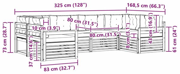 VidaXL Kültéri kanapé szett párnával 6 pcs Fehér és Krém színű