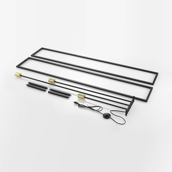 Lindby állólámpa Tiliane, fekete, fém, 3 lámpás, 153cm, Fekete, Nappali / Étkező, fém, Modern