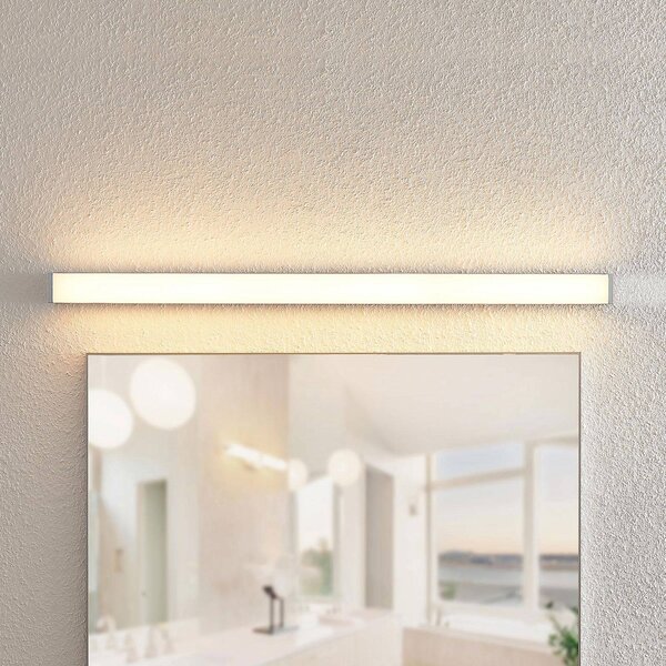 Lindby Klea LED-es fürdőszoba lámpa, 90 cm, króm, fém, IP44, Króm / ezüst, Fürdőszoba, Alumínium, Modern