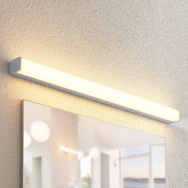 Lindby Klea LED-es fürdőszoba lámpa, 90 cm, króm, fém, IP44, Króm / ezüst, Fürdőszoba, Alumínium, Modern