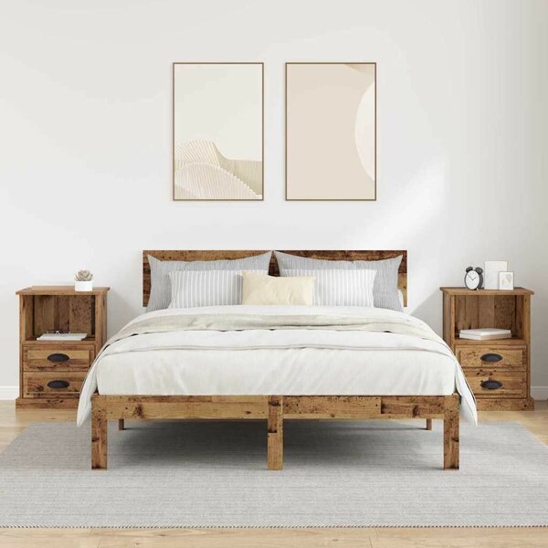 Éjjeliszekrény fiókkal 2 pcs Régi fa 43 x 36 x 60 cm Faanyag