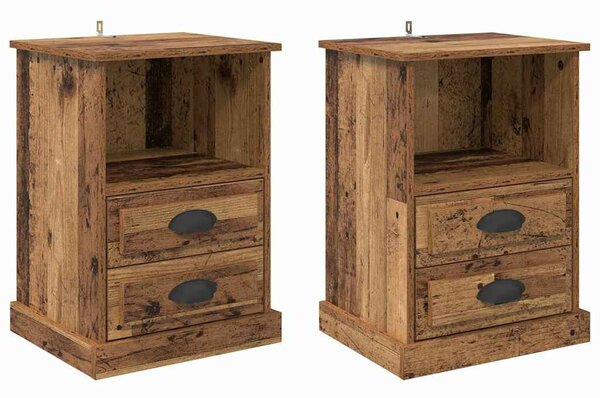 Éjjeliszekrény fiókkal 2 pcs Régi fa 43 x 36 x 60 cm Faanyag