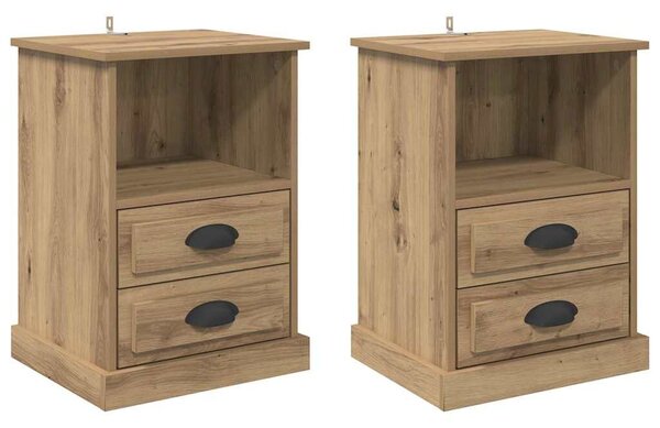 Éjjeliszekrény 2 pcs kézműves tölgy 43 x 36 x 60 cm Faanyag
