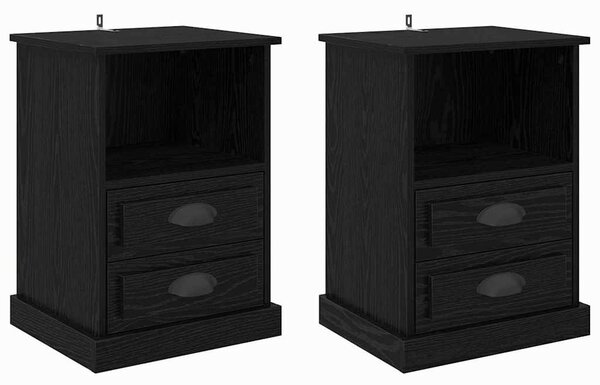 Éjjeliszekrény 2 pcs Musta tammi 43 x 36 x 60 cm Faanyag