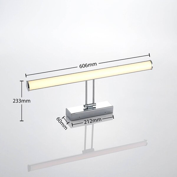 Lindby Sanya LED tükör lámpa, 60 cm, Króm / ezüst, Fürdőszoba, fém, Modern