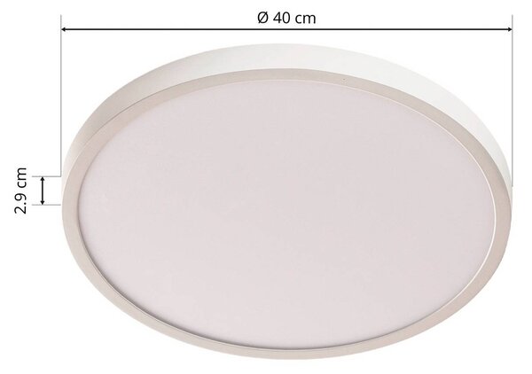 ORION Ultra lapos LED mennyezeti lámpa Lero Ø 40 cm, dimmelhető, Fehér / opál, Nappali / Étkező, Alumínium, Modern