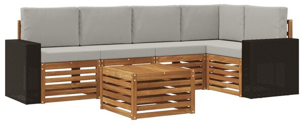 VidaXL Szegmentált kanapé szett 6 pcs Természetes és Világosszürke