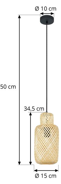 Lindby Venora függőlámpa, Ø 15 cm, bambusz, E27, dimmelhető, Világos fa, Nappali / Étkező, Bambusz, Vidéki otthon / Rusztikus
