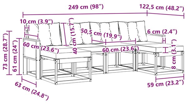 VidaXL Kültéri kanapé szett párnával 6 pcs Természetes és bézs