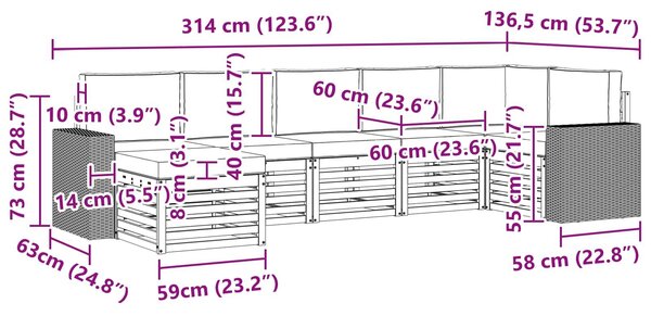 VidaXL Szegmentált kanapé szett 7 pcs Természetes és krémszínű