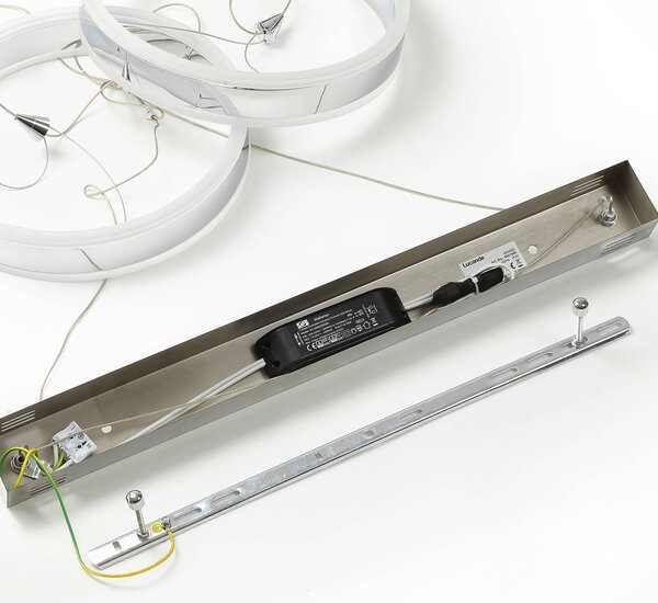 Lucande LED-es függőlámpa Lyani, 85 cm, 2 lámpás, króm, fényerőszabályzóval,, dimmelhető, Króm / ezüst, Nappali / Étkező, fém, Modern