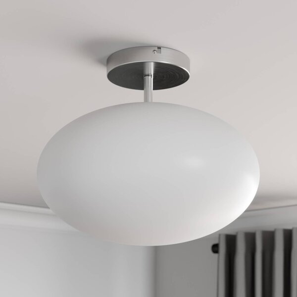 Lindby mennyezeti lámpa Sonika, Ø 40 cm, nikkel színű, üveg, E27, dimmelhető, Alu / szürke / cink, Nappali / Étkező