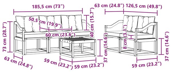 VidaXL Kültéri kanapé szett párnával 6 pcs Fehér és Krém színű