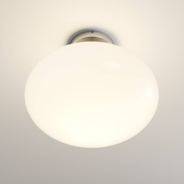 Lindby mennyezeti lámpa Sonika, Ø 40 cm, nikkel színű, üveg, E27, dimmelhető, Alu / szürke / cink, Nappali / Étkező