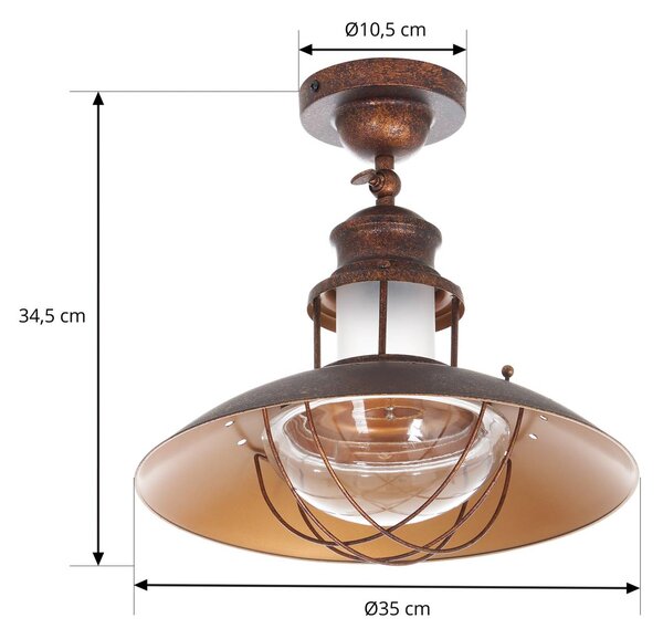 Lindby mennyezeti lámpa Louisanne, barna, fém, Ø 35cm