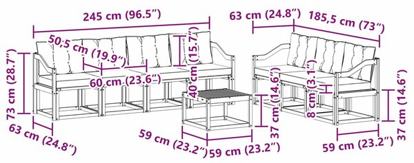 VidaXL Kültéri kanapé szett párnával 8 pcs Fehér és Bézs