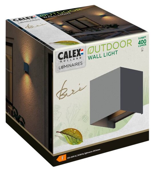 Calex LED kültéri falilámpa Cube, fel/le, magasság 10 cm, antracit, Alu / szürke / cink, Alumínium, Modern