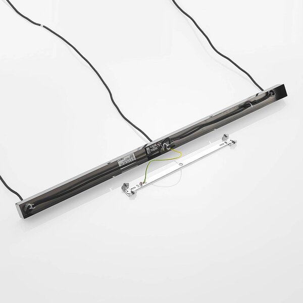 Lindby Firano lógó lámpa, 110 cm, 3 izzós, antracit, üveg, dimmelhető, Alu / szürke / cink, Nappali / Étkező, fém, Modern