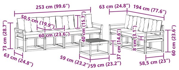 VidaXL Kültéri kanapé szett párnával 8 pcs Fehér és Világosszürke