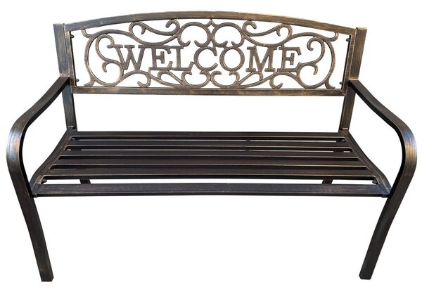 AKORD Irys Fém Kerti Pad Bronz Welcome Felirattal
