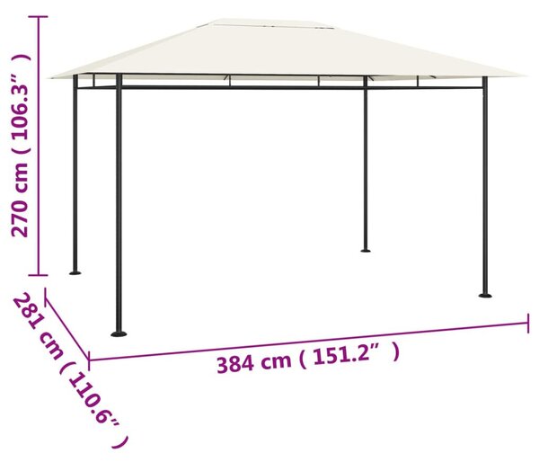 VidaXL pavilon 384x281x270 cm 180 g/m², krémszínű