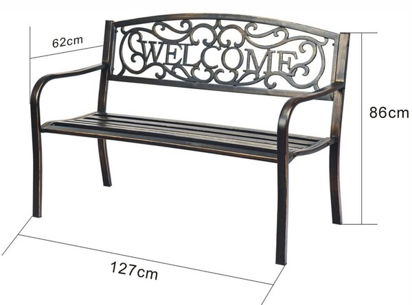 AKORD Irys Fém Kerti Pad Bronz Welcome Felirattal