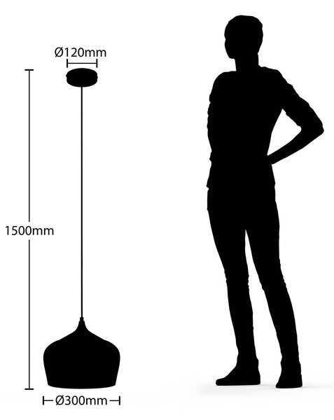 Lindby függőlámpa Vilsera, fehér, fém/fa, 26 cm, E27, dimmelhető, Fehér / opál, Nappali / Étkező, fém, Skandináv