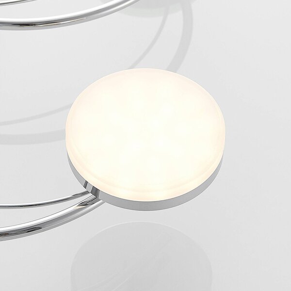 Lindby LED mennyezeti lámpa Rouven, spirál alakú, 6 lámpás, szürke, Króm / ezüst, Nappali / Étkező, fém, Modern