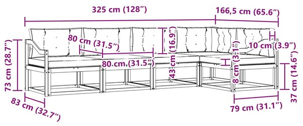 VidaXL Kültéri kanapé szett párnával 4 pcs Fehér és Bézs Poliészter