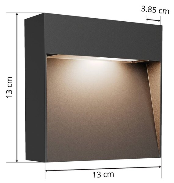Lucande kültéri fali lámpa Noreia, 13 cm, antracit, IP65, G9, dimmelhető, Fekete, Alumínium, Modern