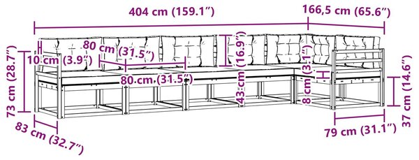 VidaXL Kültéri kanapé szett párnával 6 pcs Természetes és krémszínű