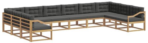 VidaXL Kültéri kanapé szett 10 db Fehér és Antracitszürke