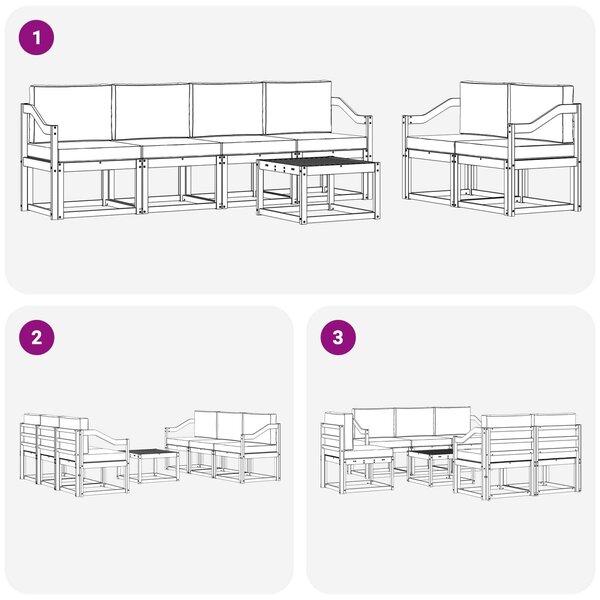 VidaXL Kültéri kanapé szett párnával 7 pcs Fehér és Bézs