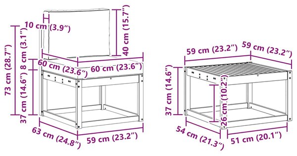 VidaXL Kültéri kanapé szett párnával 5 pcs Fehér és Bézs