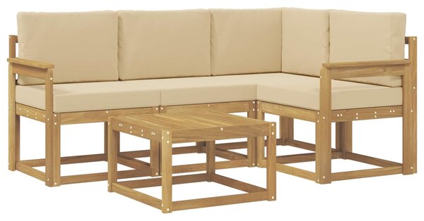 VidaXL Kültéri kanapé szett párnával 5 pcs Fehér és Bézs