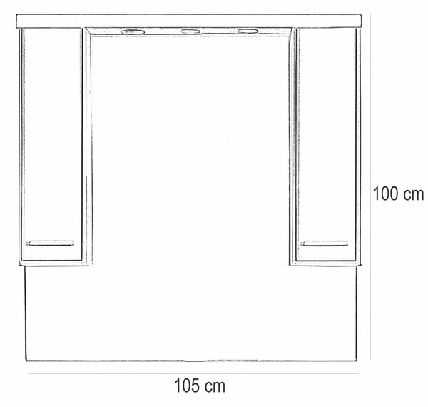 Nerva 105 cm-es tükrös felsőszekrény, Rauna szil