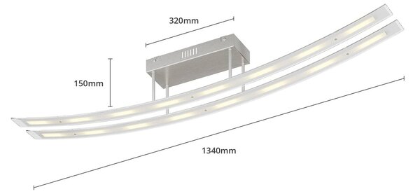 Lindby LED mennyezeti világítás Jarda, üveg, 134 cm hosszú, dimmelhető, dimmelhető, Tiszta / átlátszó, Nappali / Étkező, Üveg, Modern