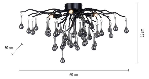 Paul Neuhaus mennyezeti lámpa Icicle, 4 lámpás, fekete, Fekete, Nappali / Étkező, Alumínium
